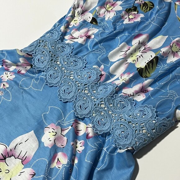 Blue Floral Midi Dress (M) - Picture 6 of 6